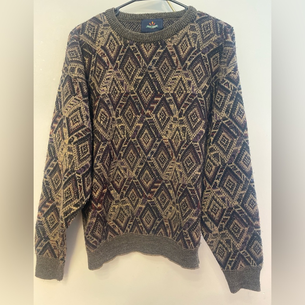 Vintage Geometric Crewneck Sweater - Multicolor